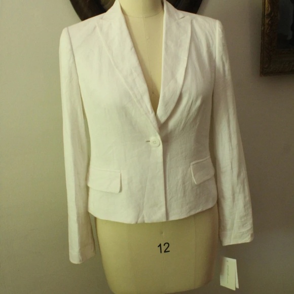 2000's NWT White Linen Emuanuel Ungaro Ladies Single Button Blazer - Picture 2 of 9
